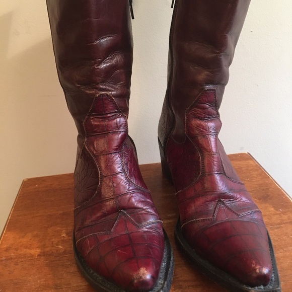 Gianni Barbato Red Leather Western Boots Size 38.5 (US 8 1/2) - Picture 3 of 15